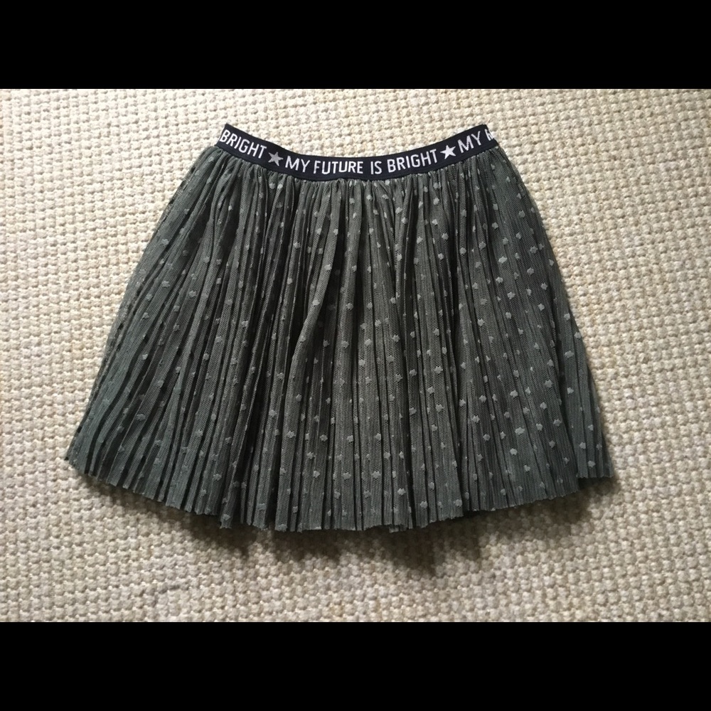 Zara Girls Olive Green Flowy Skirt, Size 6/7